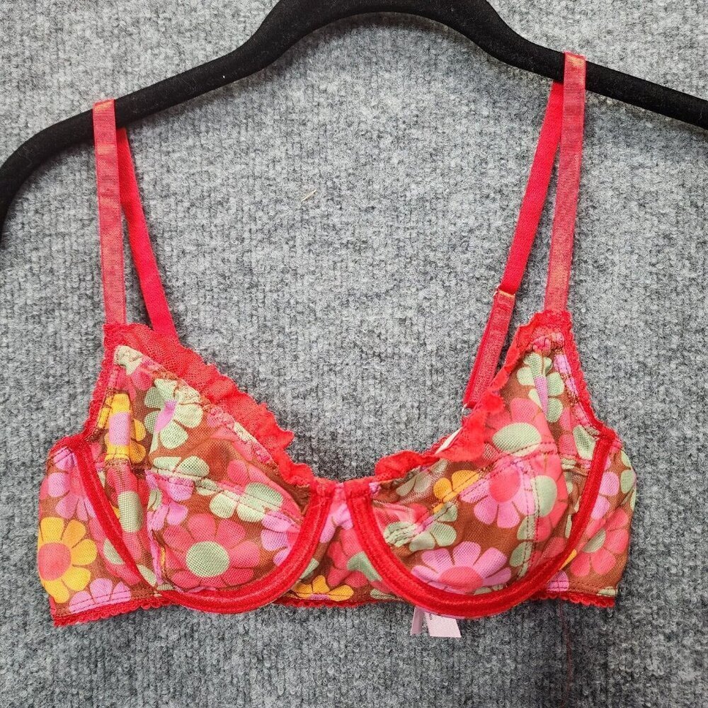 Sugar Thrillz Dolls Kill Groove With Me Mesh Bra Sheer Groovy Retro Bra Medium